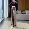 Womens High-Waisted Wide-Leg Trousers Black Gray Coffee Stretch Rayon Office Casual Pants 2026