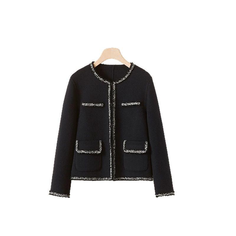 Wool Cashmere Woven Belt Temperament Double-sided Nylon Coat Temperament Jacket Thin Commuting Style