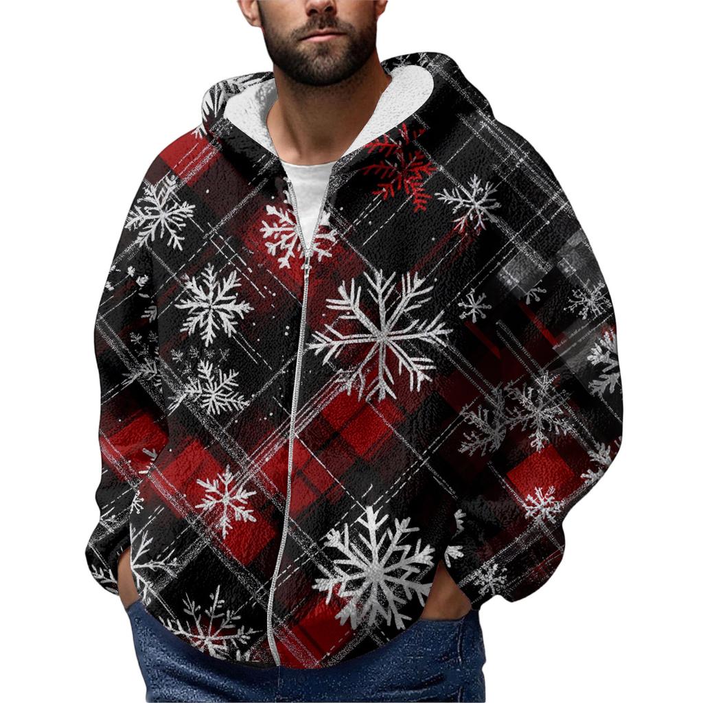 Men'S  Winter Zipper Hooded Fleece Sweatshirt With Patch Pocket Casual Jacket