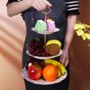 3-Tier Ceramic Dessert Stand with Metal Frame-European Style Buffet Display for Cakes, Fruits,Tea Party Wedding Table Decor