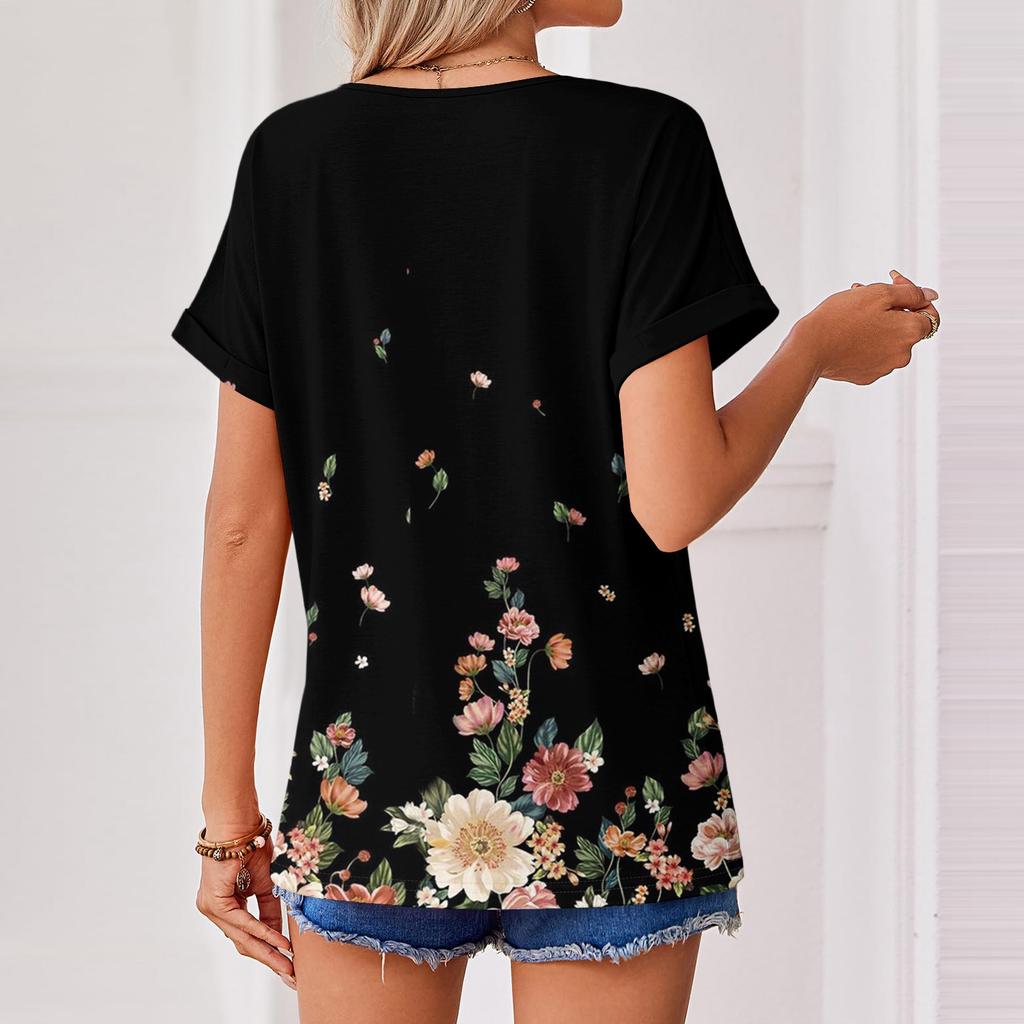 Womens Summer Tops  Short Sleeve V Neck Shirts Casual Dressy  Summer Blouses Tunic Top