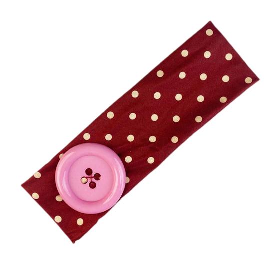 Summer Elastic Headband, Pure Color Dot Print Headband with Button Decor, Versatile Hair Accessories for Daily Party Outing Hair Decoration