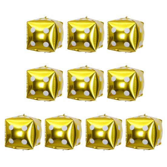 10Pcs Funny Cube Dice Balloon Metallic Leakproof Thicker Baby Shower Birthday Wedding Theme Party Decoration Aluminum Film Balloon Kit