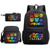 Sprunki Student Starry Sky School Bag Three-piece Rhythm Box Teen Backpack Men's and Women's Casual L