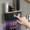 Wall Toothbrush Holder For Bathroom UV Toothbrush Organizer Toothpaste Dispenser USB Rechargeable 5 Slots Bathroom Supplies