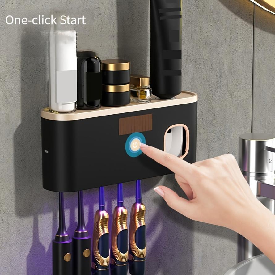 Wall Toothbrush Holder For Bathroom UV Toothbrush Organizer Toothpaste Dispenser USB Rechargeable 5 Slots Bathroom Supplies