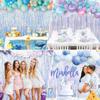 Colorful Laser Blue Party Backdrop Curtains Iridescent Foil Glitter Rainbow Sparkle Foil Curtain Colored Golden Foil Tinsel