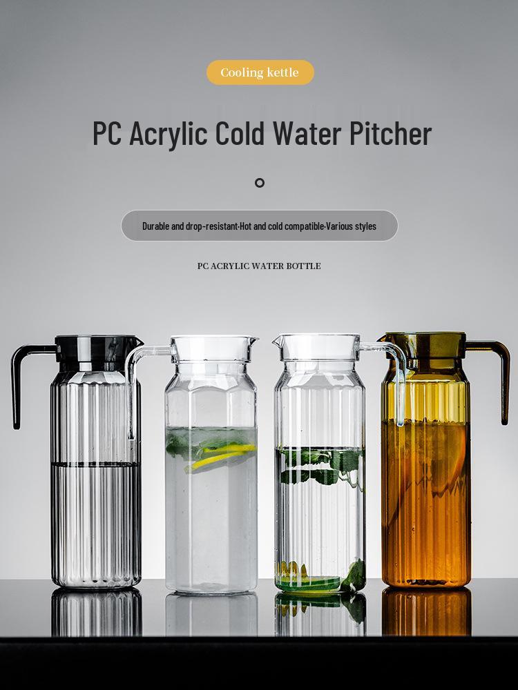 Commercial Cold Water Striped Acrylic Pitcher - Durable and Drop-Proof for Juice, Tea, Water, or Lemonade.