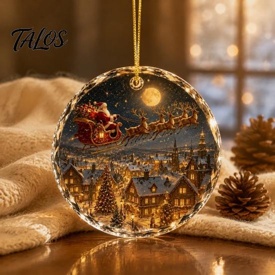 Christmas Landscape Ornament Scene Acrylic for Holiday Tree Decor, Decorative Festive Hanging Keepsake Party And Seasonal Home Decorations Artistic