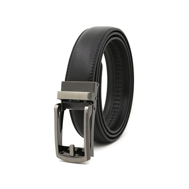 

[foert noire] belt men s business gentleman belt Large size No hole Adjustable length stepless adjustment suit belt Length 120cm (02 black/black)