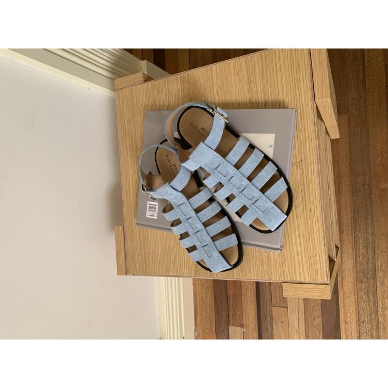 Damen Sommer Retro Casual Taschenkopf Schweinekäfigschuhe aus gewebtem Rindsleder