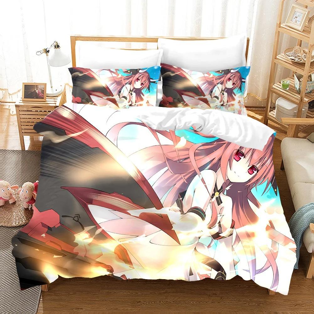 Date A Live Dziewczyny Japonia Anime Wygodna Poszwa na Kołdrę Poszewka na Poduszkę Zestaw Pościeli Dekoracja Sypialni Dziecięcej Tekstylia Domowe