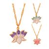 Lotus Pendant Necklace Enamel Lotus Flower Necklace Oriental Style Elegant Twist Chain Necklace Jewelry Gift for Women And Girls
