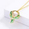 Gingko Leaf Enamel Pendant Women's Leaf Necklace Green Hand dripping Glue