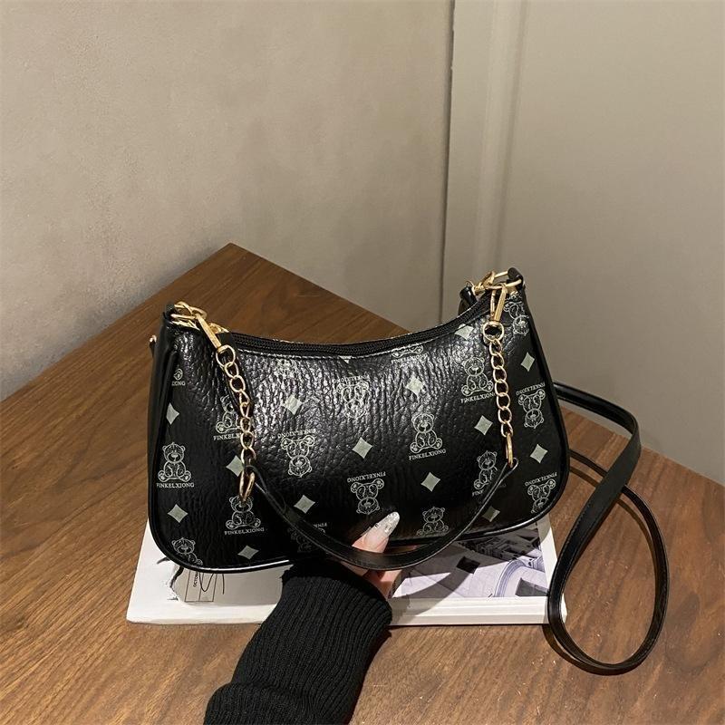 Große strukturierte Ketten-Schultertasche mit Crossbody-Riemen