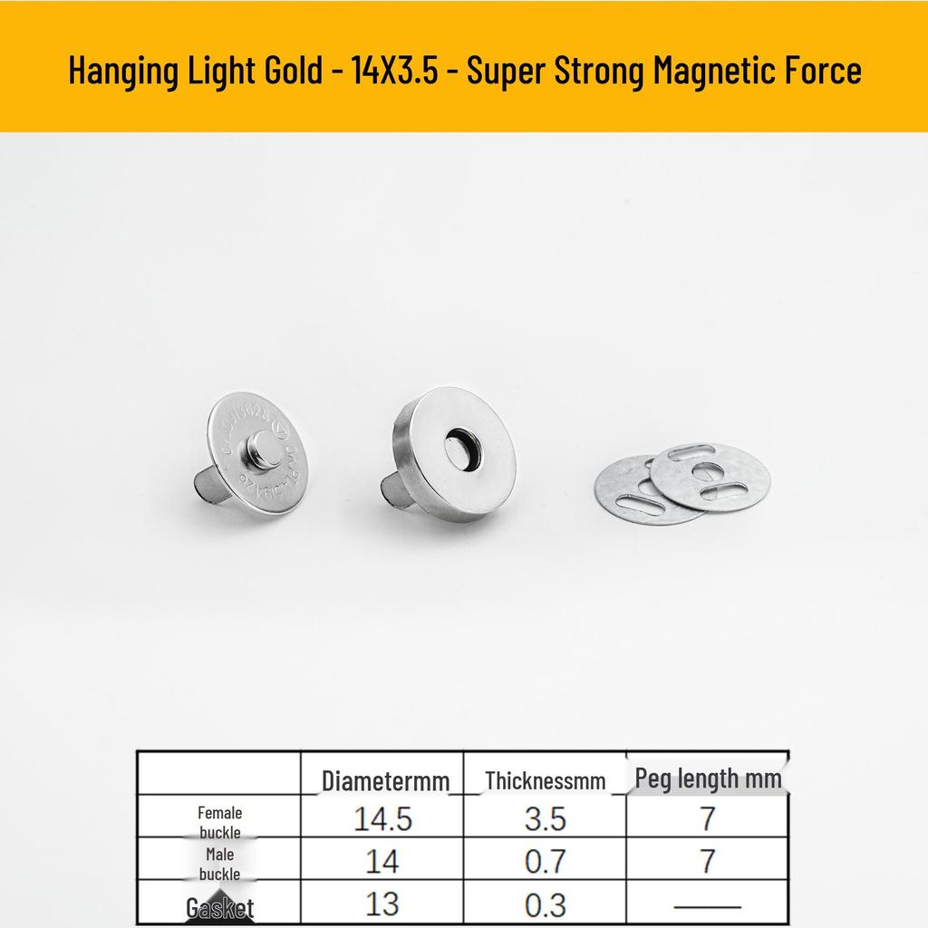Triple Strength No-Sew Round Electroplated Magnetic Bag Buckle with Thickened Metal Pin