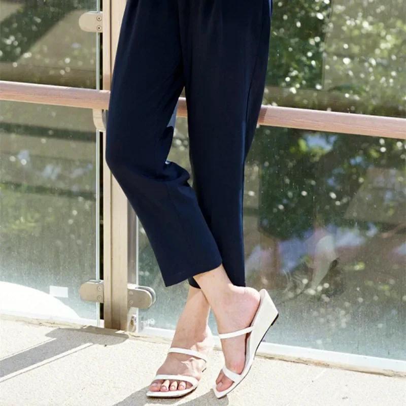 Sexy Wedge Heeled Sandals Women Fashion Slingback Slide Slippers Women Summer Square Toe High Heels Party Dress Shoes Sandalias