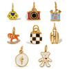 Yori 1Pc Exquisite Waterproof Castle Rocking Horse Shaped Pendant for Women Charms Golden DIY Accessories StainlessSteel Jewelry
