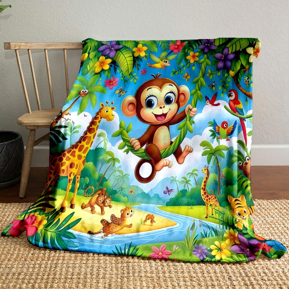 Jungle Adventure with Animals print blanket soft and cozy perfect for the living room bed sofa or a nap,gift
