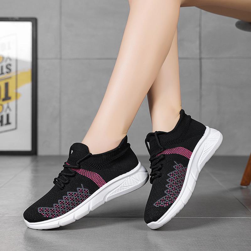 Autumn New Casual Shoes Flying Woven Size 42 Women's Lightweight Breathable Running Shoes Women's Sports Shoes