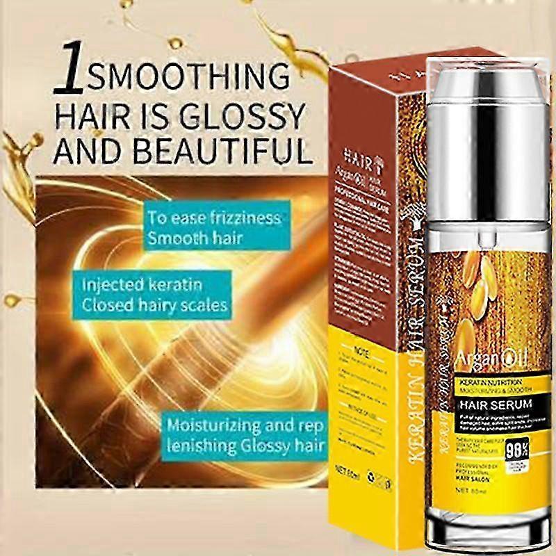 2Pcs Keratin Hair Oil + Argan Oil for Hair, Ultimate Repair, Heat Protection, Deep Conditioner Treatment for Dry Damaged Hair, 80ML*2
