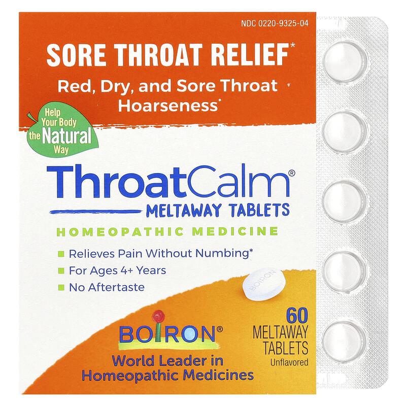 ThroatCalm®, Sore Throat Relief, For Ages 4+ Years, Unflavored, 60 Meltaway Tablets