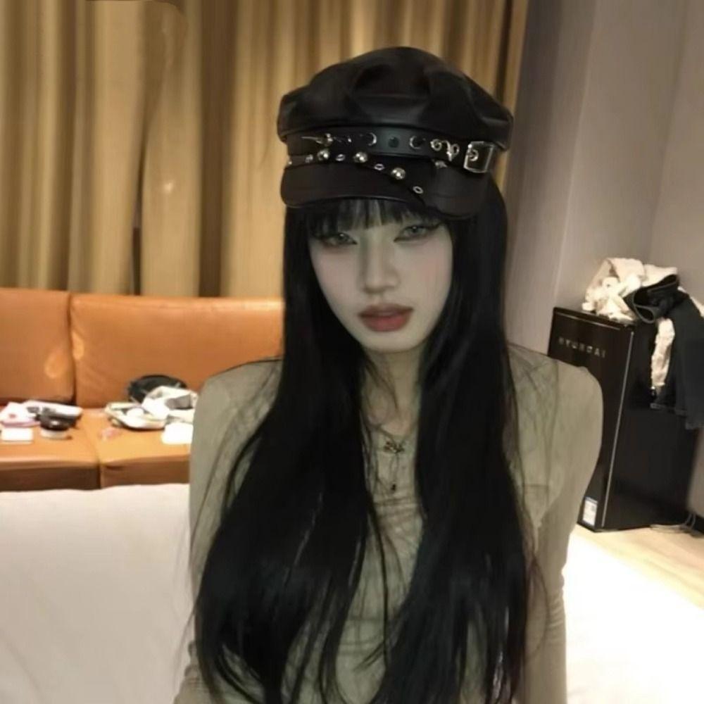 Dark Retro Rivet Punk Cap Lolita Cool Painter Hat Halloween Decoration Gothic Spike Cap  Mens Women