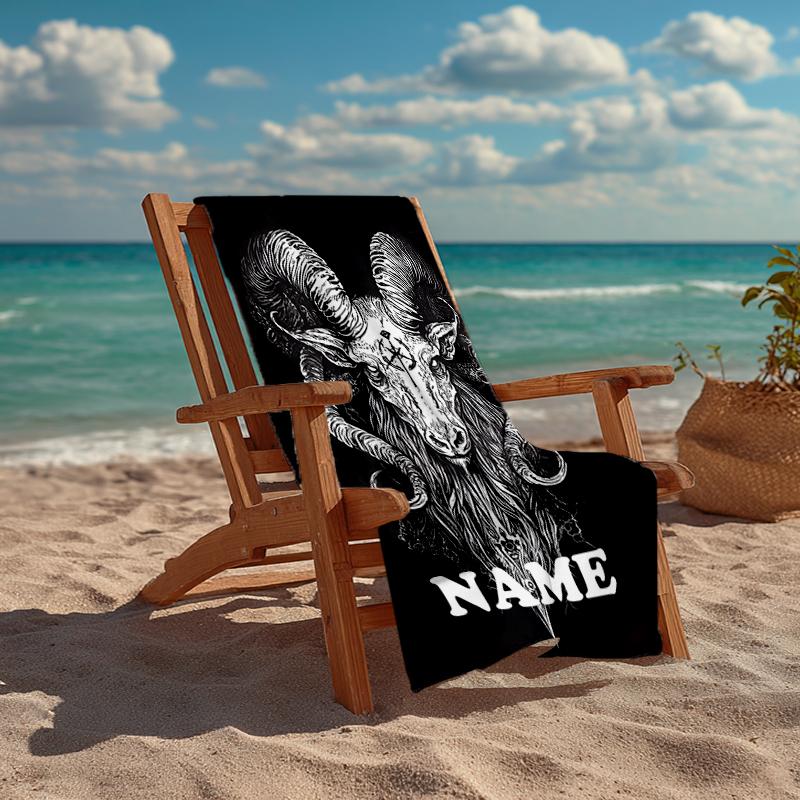 Custom Name Ultra-Soft Beach Towel with Goat Theme,Ideal for Pool - Camping, Diving - Perfect Travel Essential, Vibrant Beach Towel.