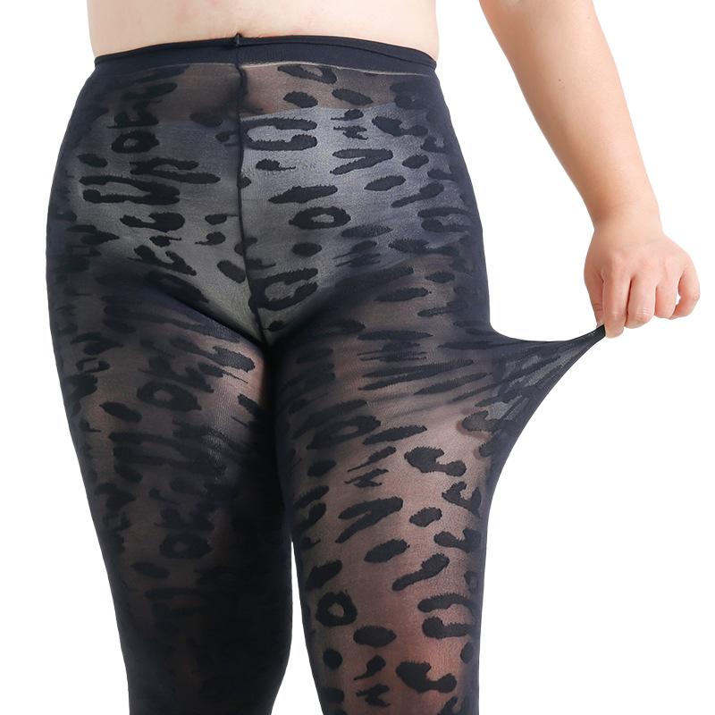 

Plus Size 100Kg Women S Fashion 50 Denier Semi-Opaque All-Over Leopard Patterned And Floral Or Flower Patterned Black Tights One Size