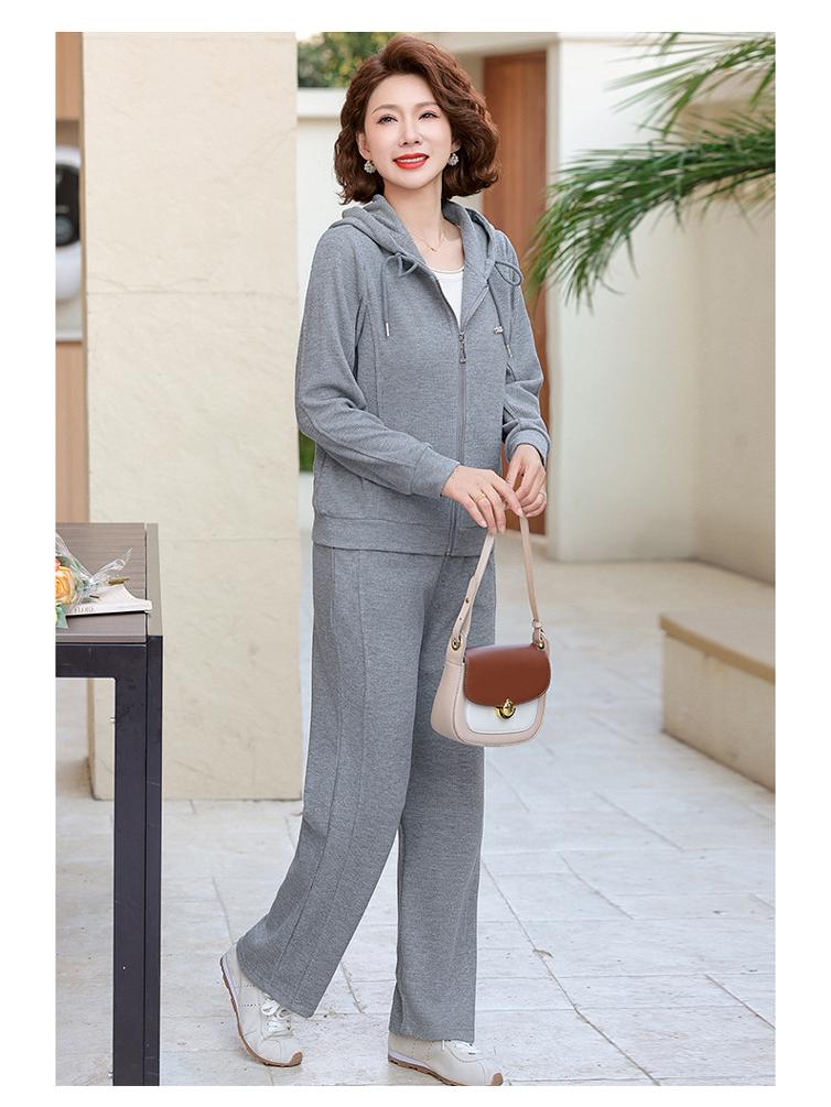 Costum Sport Casual de Primăvară și Toamnă 2025: Set din două piese cardigan și bluză pentru femei de vârstă mijlocie