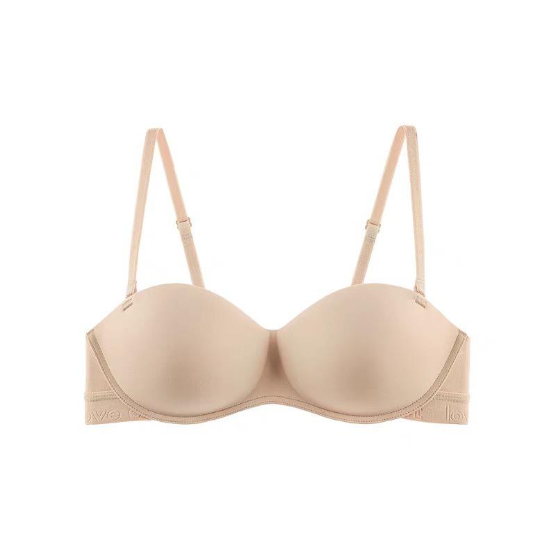 Traceless Smooth Underwear Women's Small Breasts Gather Together To Show a Large Semicircular Ball, Thin On the Top and Thick On the Bottom