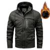Winter Men's Jacket with Thick Fleece Hooded Outdoor Cotton Jacket Windproof Coldproof Casual Men's Cotton Outerwear Clothing