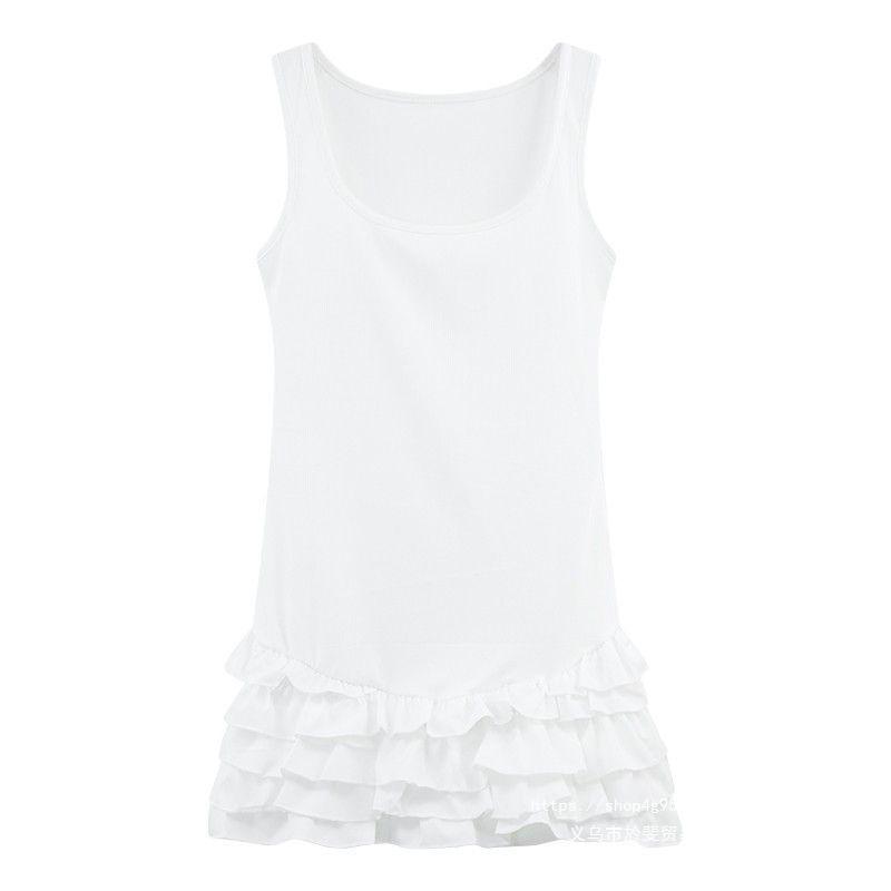 Sweet White Spice Girl Suspender Dress Summer Slim Fit Unique Versatile Waist Lotus Leaf Cake Ballet Short Skirt