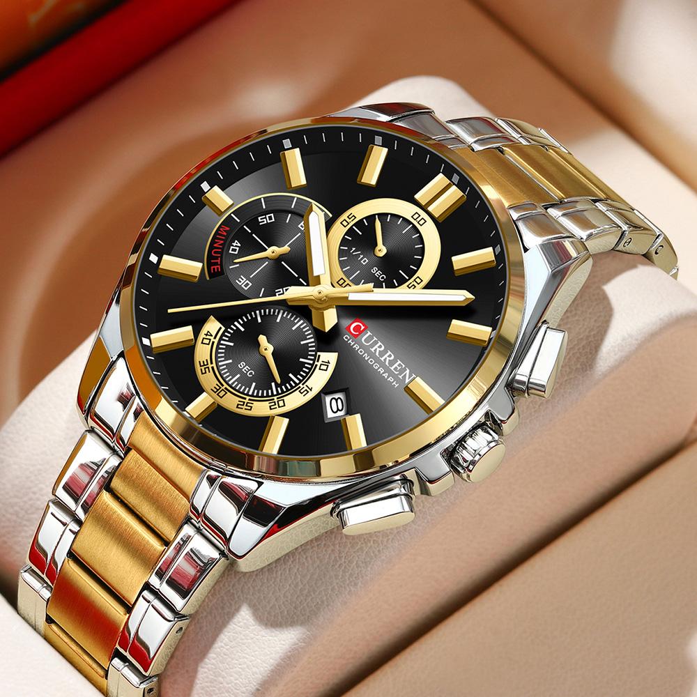 Fashion Full Stainless Steel Watches Wateproof Casual Mens Watch Analog Sport Wristwatch Date Quartz Clock Male