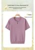 2026 New Style Ice Silk Summer T-Shirt for Middle-Aged & Elderly Moms - High-End, Short-Sleeved, Stylish Knit Top