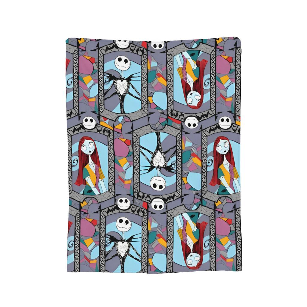 The Nightmare Before Christmas Flannel Blanket Jack And Sally Throw Blankets for Bed Sofa Couch 200x150cm Rug Piece,