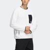 Adidas Fleece Crew Sweatshirt With Logo Pocket Unisex Sweatshirts White HN2073