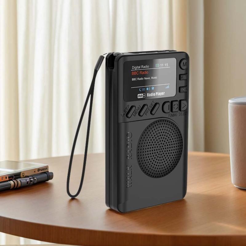 Mini DAB FM Digital Radio with Headphone Jack MP3 Player Rechargeable Color Screen Pocket Radio for Outdoor Camping Hiking