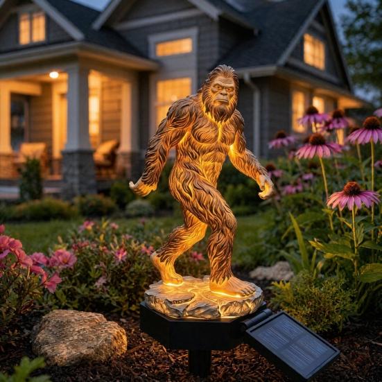 Sasquatch Solar Garden Light, Sasquatch Statue Solar Light with Stake, Outdoor Waterproof Pathway Light for Yard Patio Lawn Porch Decor