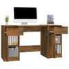 Desk with Side Cabinet Smoked Oak Wood Based Material