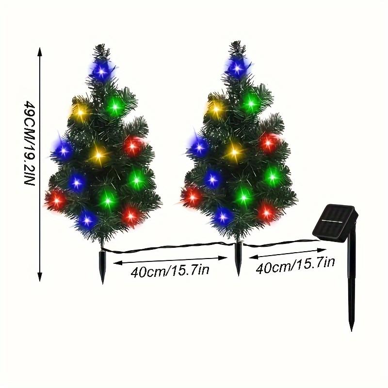 2 In 1 Solar Christmas Garden Light Stake - Outdoor Christmas Tree and Trail Decorations with 40 Colorful LEDs for Yard, Lawn and Patio Solar Lights