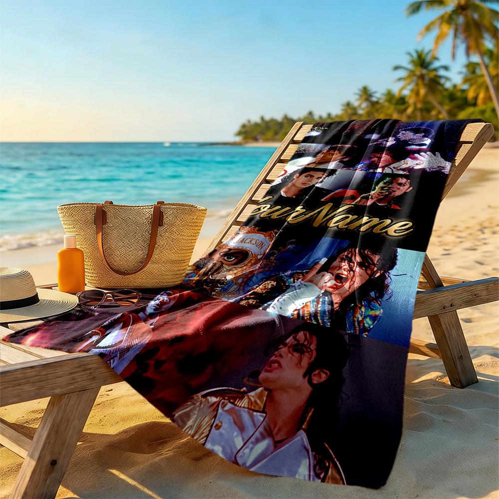 Michael Jackson Personalized Text Beach Towel Quick-Dry Soft Microfiber Ideal for Travel Outdoor Swim Pool Yoga Surf Camping Hiking Gym Gift Holiday