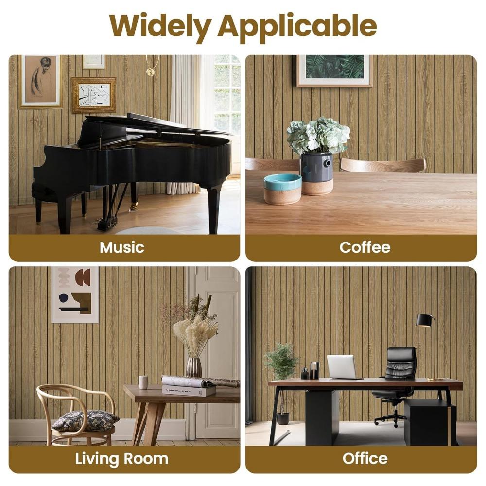 1 Roll Self-Adhesive Wood Grain Wall Panel Waterproof Background Wall Grille Sticker Suitable for Ceiling Living Room Decoration