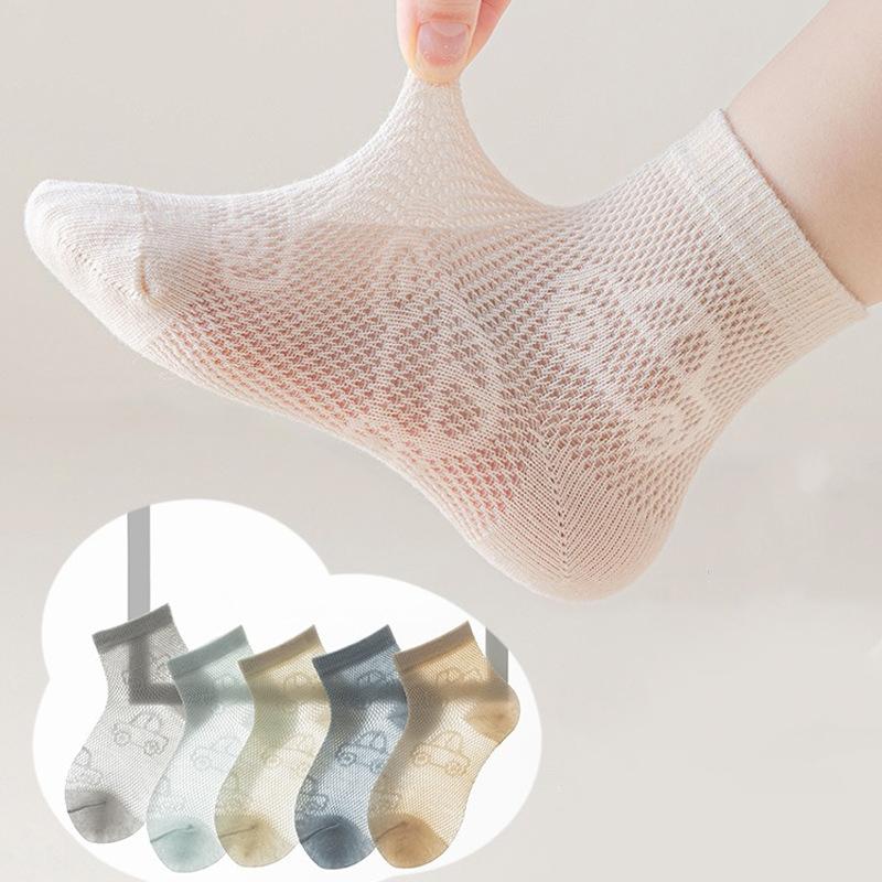 5Pairs/set Kids Boys Mesh Socks Cartoon Car Summer Thin Breathable Socks For Boys Casual Children's Student Sock 2-12Years New