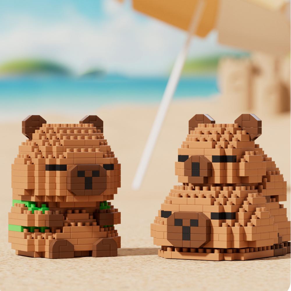 Miniso Capybara Puppe Spielzeug Mikropartikel Bausteine Lernspielzeug DIY Niedliche Cartoon Figur für Kinder Geburtstagsgeschenke