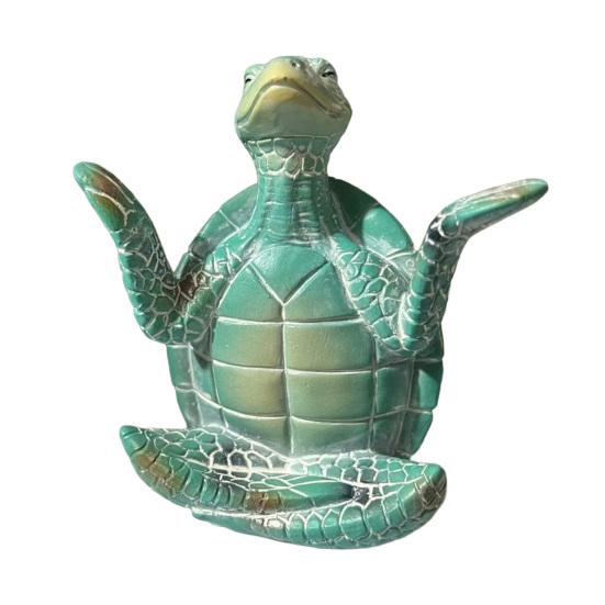 Meditation Yoga Sea Turtle Figurine Small Coastal Beach Animal Sculpture Resin Zen Statue for Aquarium Fish Tank Home Desk Decor