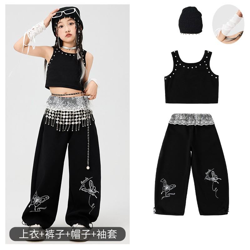 Girls Hip Hop Dance Outfit Kids Jazz Performance Set Streetwear Stage Show Competition