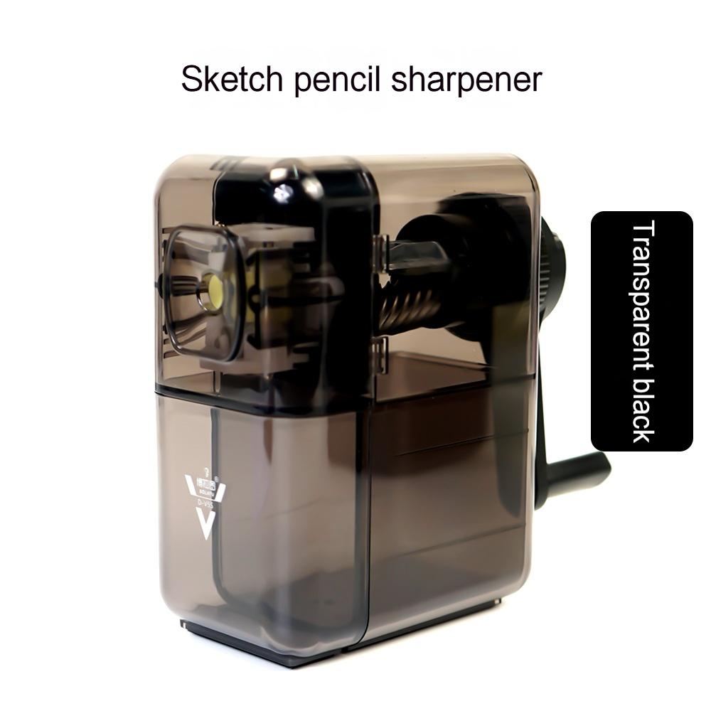 Manual Hand Crank Pencil Sharpener Transparent/Black for Children Artists Art Special Student Creative Office School Stationery