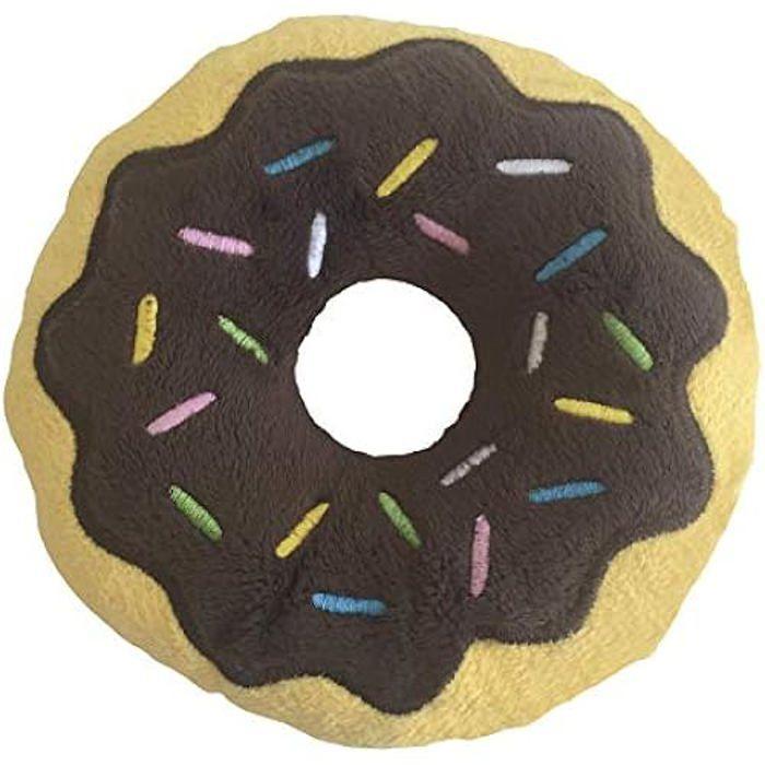 Jouet Pour Chien - GLORIA - Peluche En Forme De Beignet - 14 Cm - Chocolat - Son Clair
