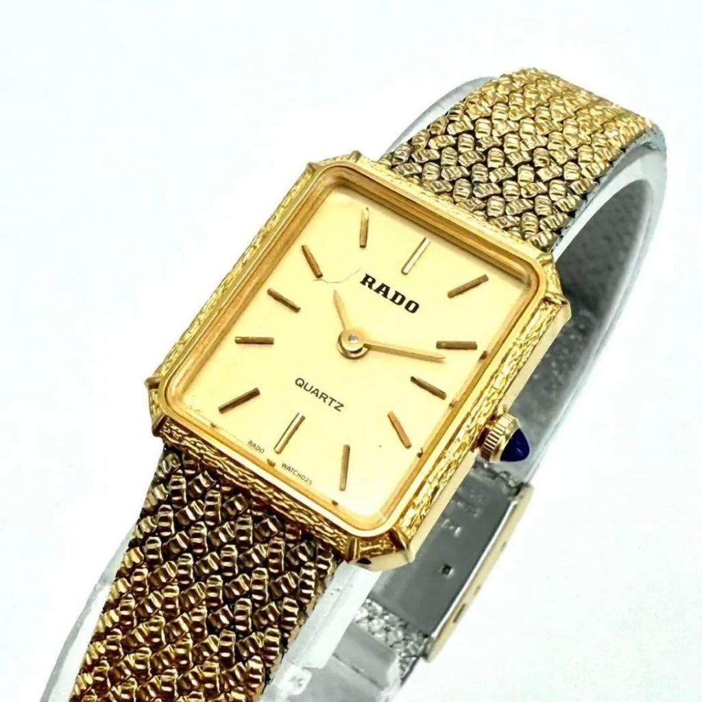 Used A014 RADO Antique Ladies Watch Elegance Gold Color Mesh Bracelet